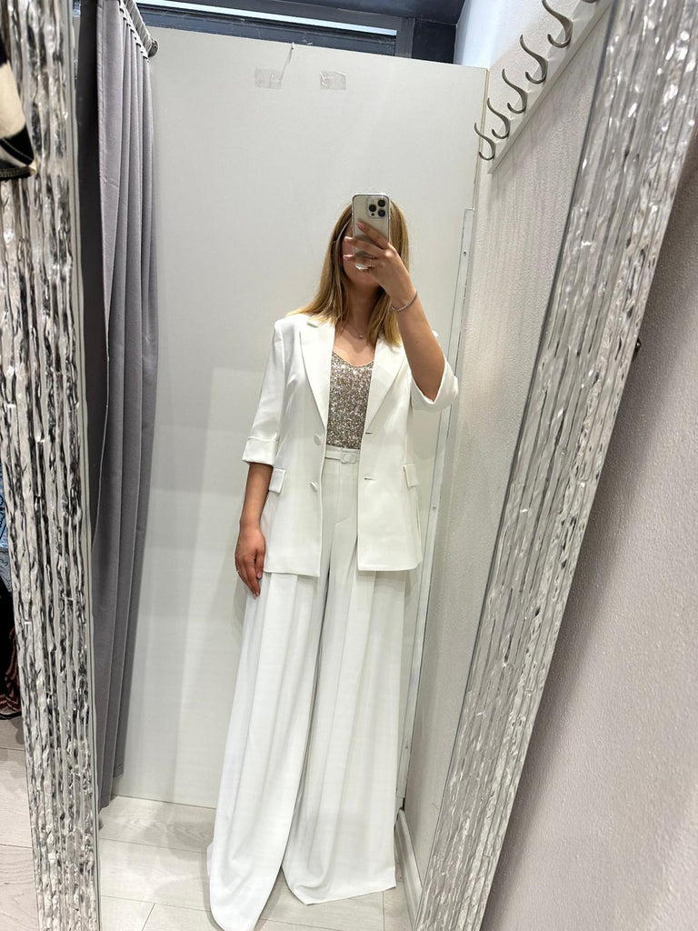 MSS💥IMPERIAL•Pantalone Best palazzo bianco latte
