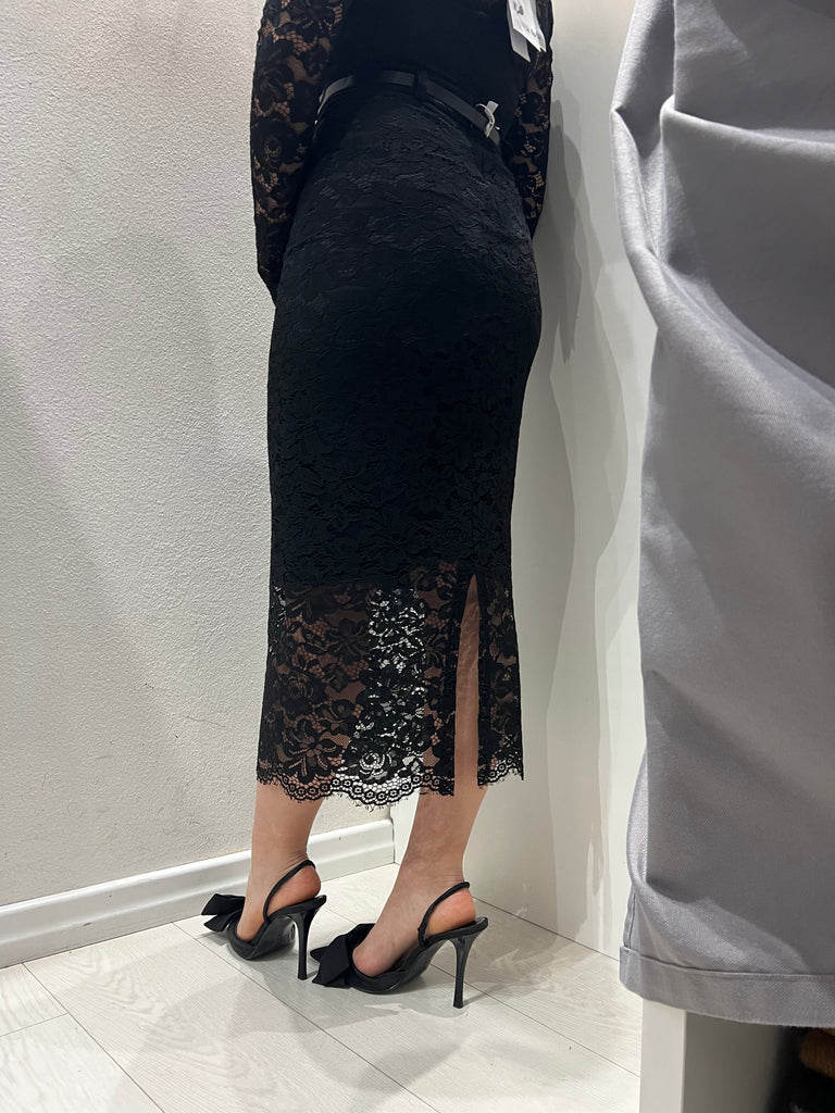 BLK30 IMPERIAL•Gonna longuette pizzo nero