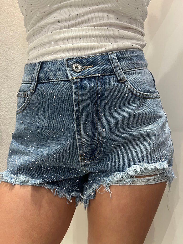 🚨KONTATTO•Shorts strass rotture