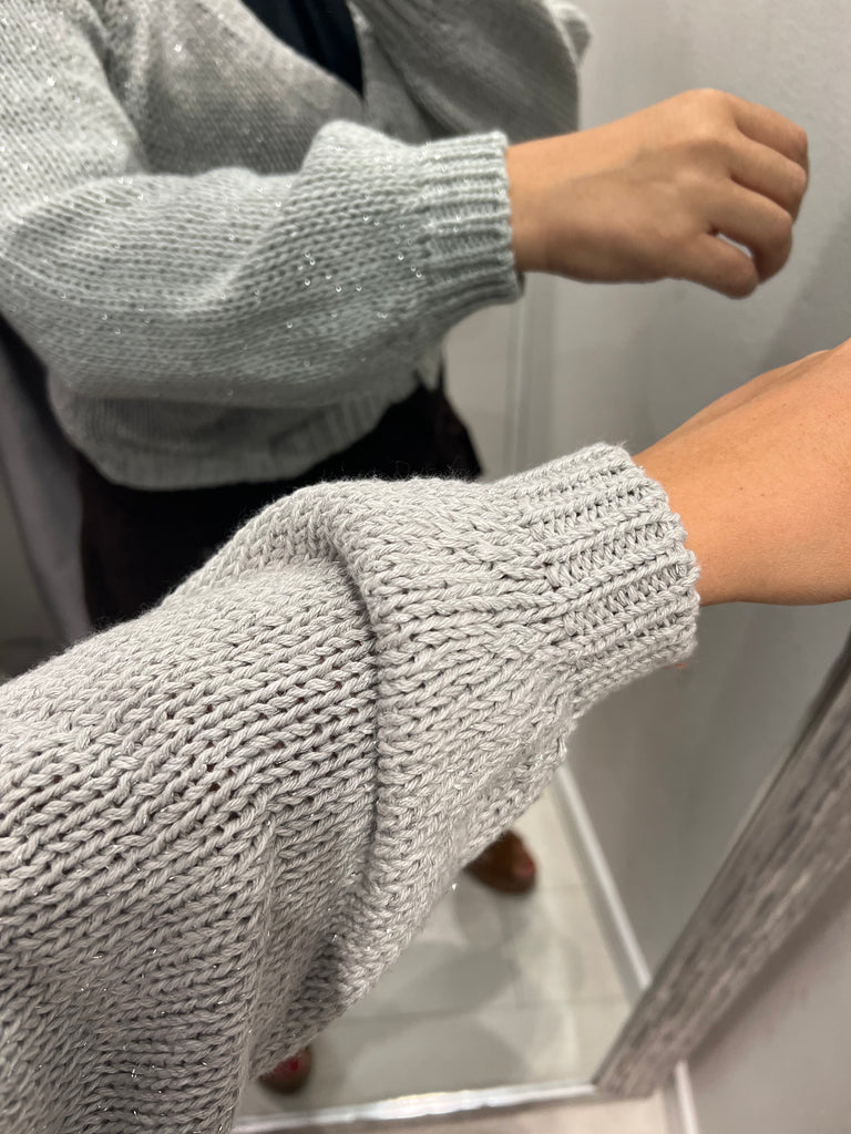 MSS💥HaveOne•Cardigan bottoni madreperla+lurex argento•Più colori