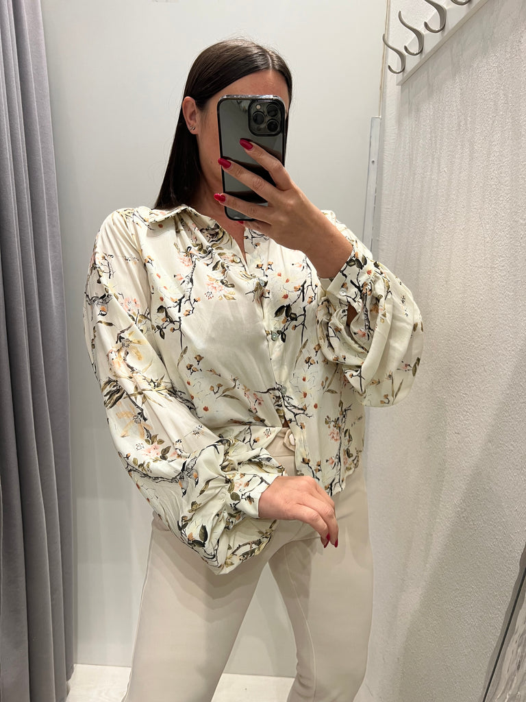 HaveOne•Camicia manica palloncino stampa Nature