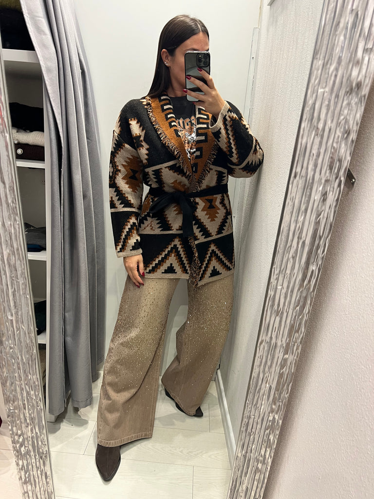 HaveOne•Cardigan fantasia etnica geometrica