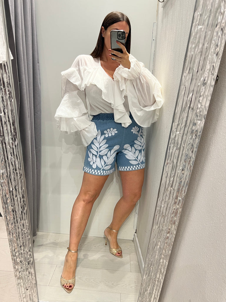 HaveOne•Camicia balze volant•Bianca