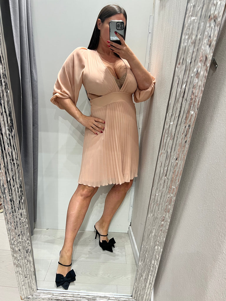 KONTATTO•Abitino plissé cut-out•Cipria