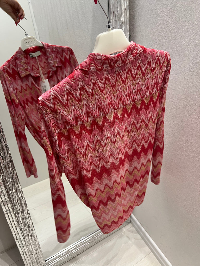 HaveOne•Camicia stampa Missoni zig-zag fuxia rossa