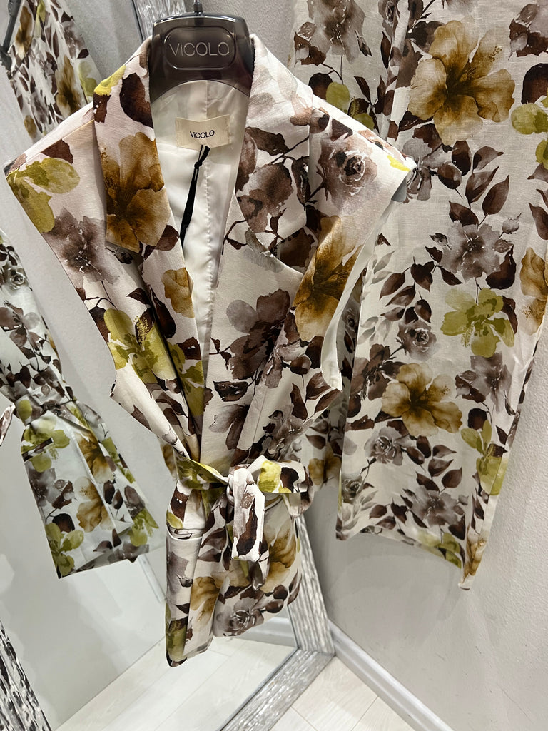 MSS💥ViCOLO•Gilet floreale misto lino con fusciacca