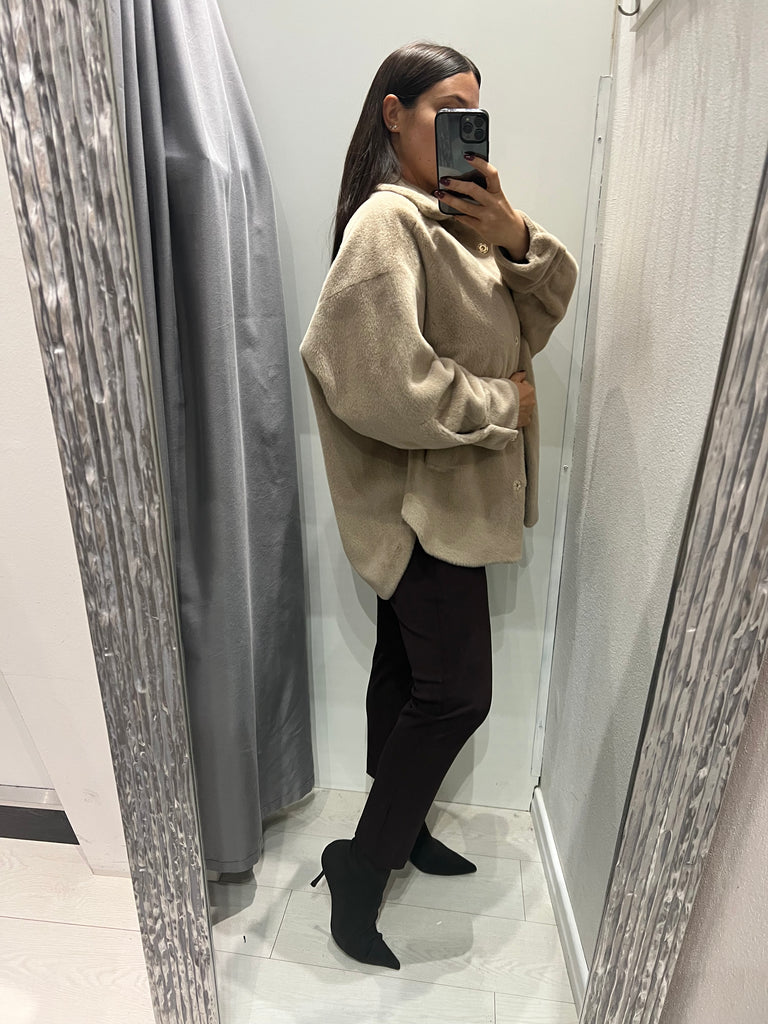 BLK30 Souvenir•Ecopelliccia beige taglio camicia