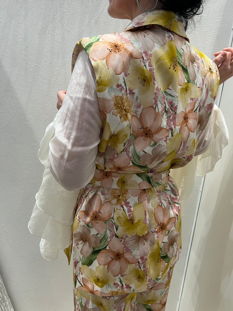 HaveOne•Gilet floreale con fusciacca