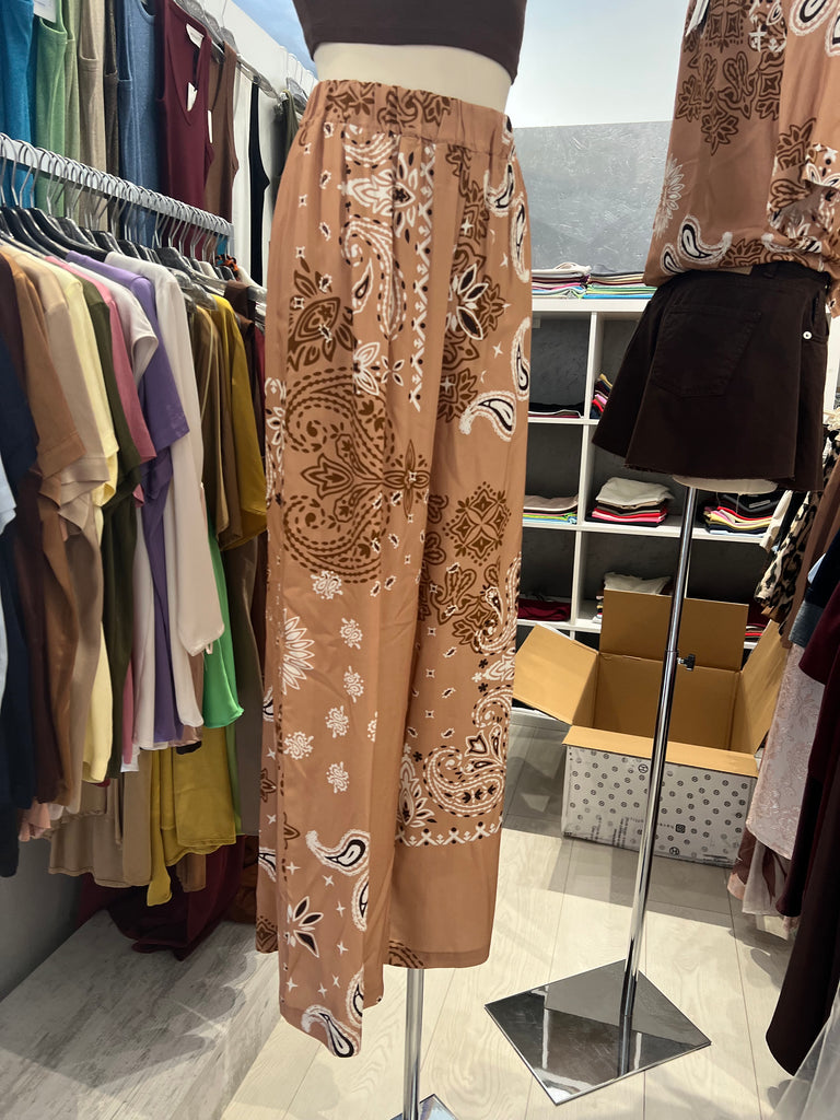 MSS💥HaveOne•Pantalone palazzo stampa bandana arachide