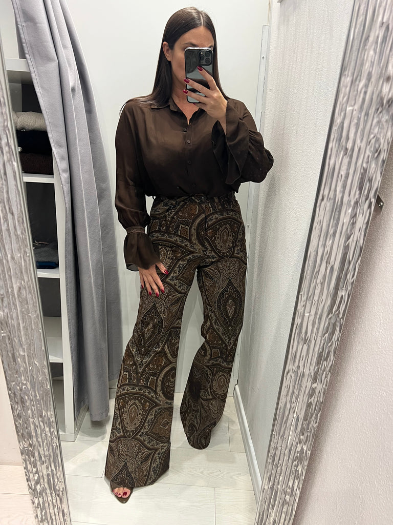 LUMINA•Pantalone jeans flare stampa cashmere