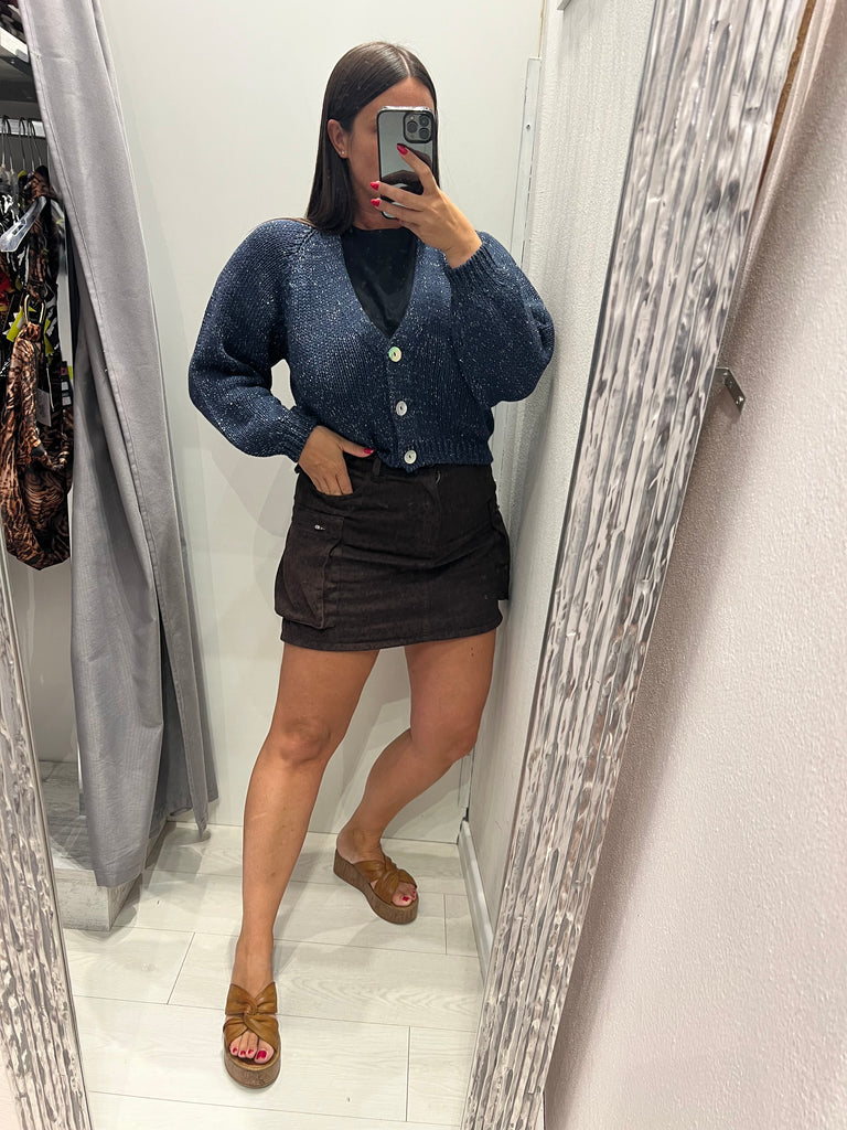 MSS💥HaveOne•Cardigan bottoni madreperla+lurex argento•Più colori