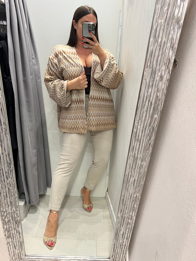 MSS💥IMPERIAL•Pantalone con fascia in raso in vita•Beige luna