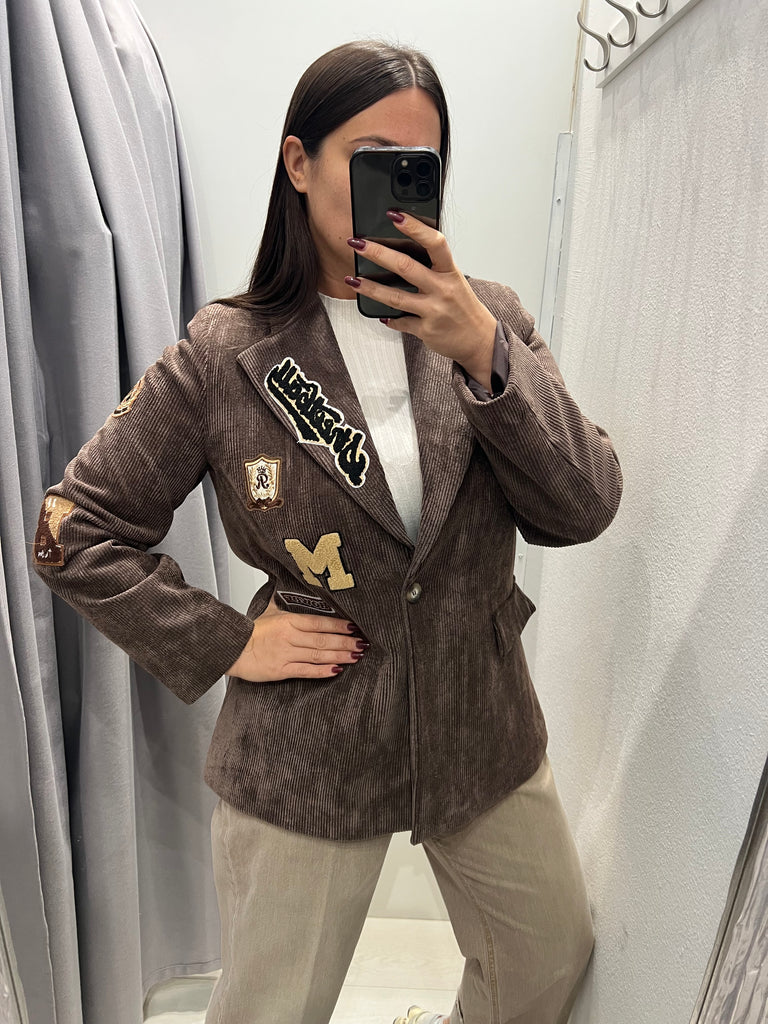 ViCOLO•Giacca velluto moro patch