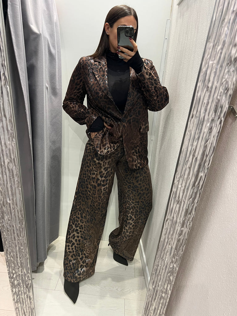 BLK30 LUMINA•Pantalone palazzo maculato paillettes