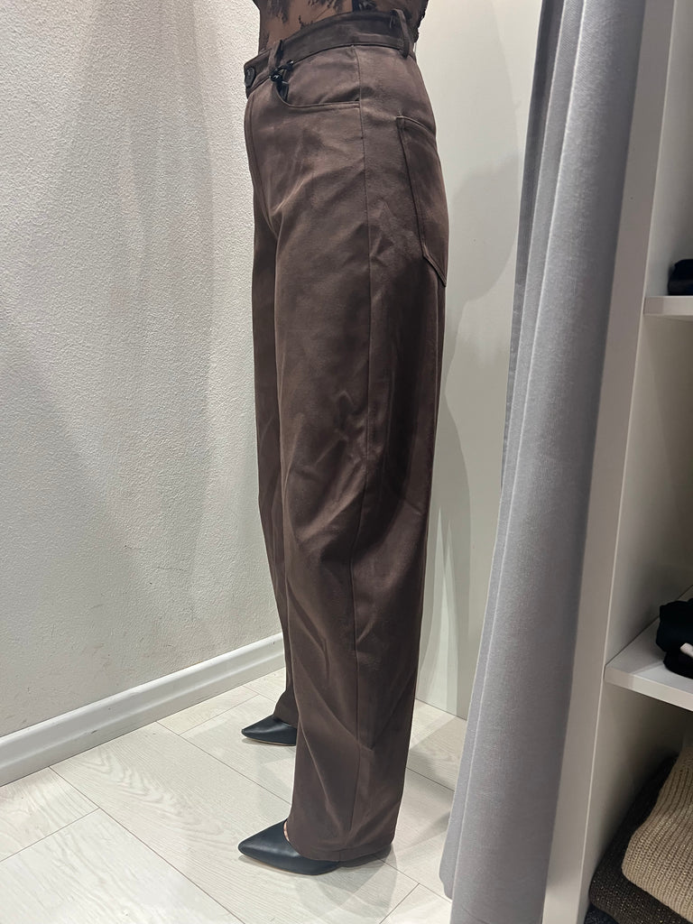 LUMINA•Pantalone scamosciato moro