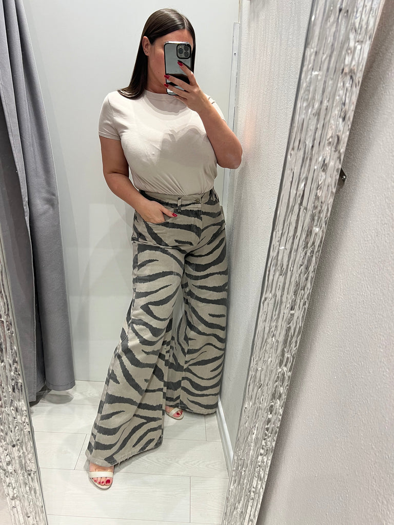 ViCOLO•Jeans palazzo Myrta zebrato