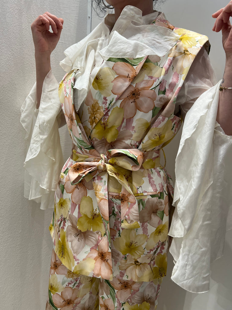 HaveOne•Gilet floreale con fusciacca