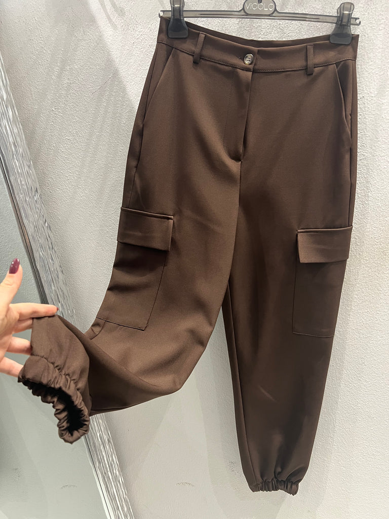 ViCOLO•Pantalone jogger cargo cioccolato