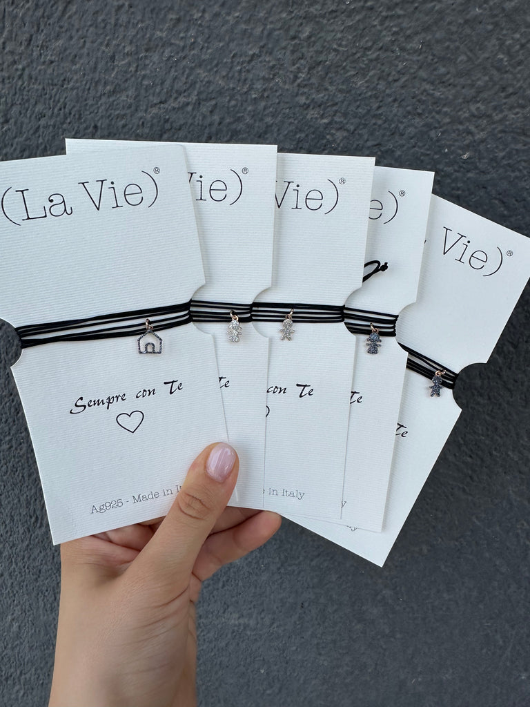 La Vie•Collana chocker/bracciale/cavigliera nero con charm•Scegli il tuo charm!