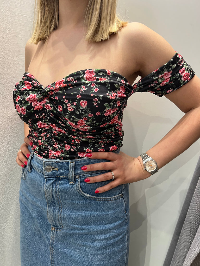 MSS💥ViCOLO•Body fiorellini base nera