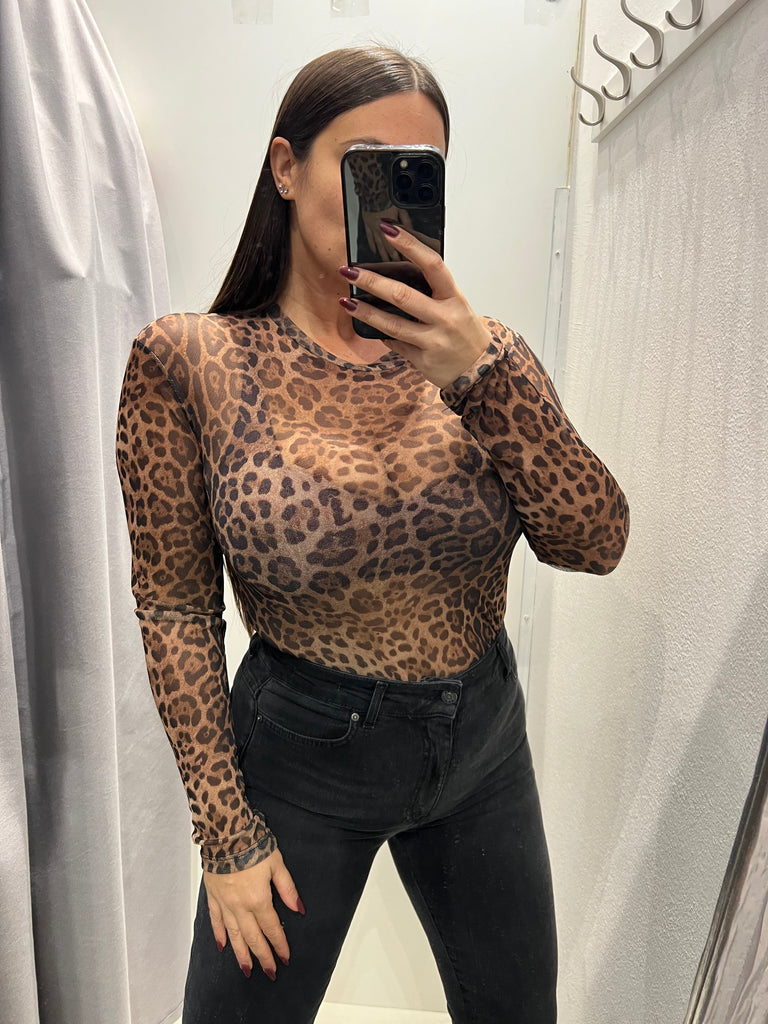 LUMINA•Body in tulle stampa maculata