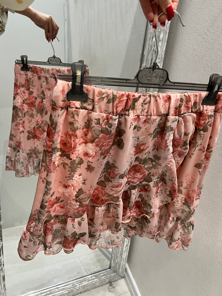 ViCOLO•Gonna floreale base rosa