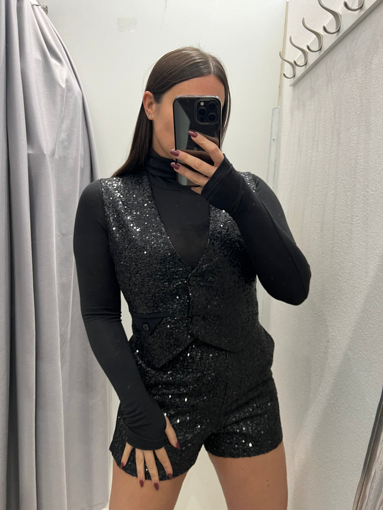 IMPERIAL•Gilet paillettes retro tessuto