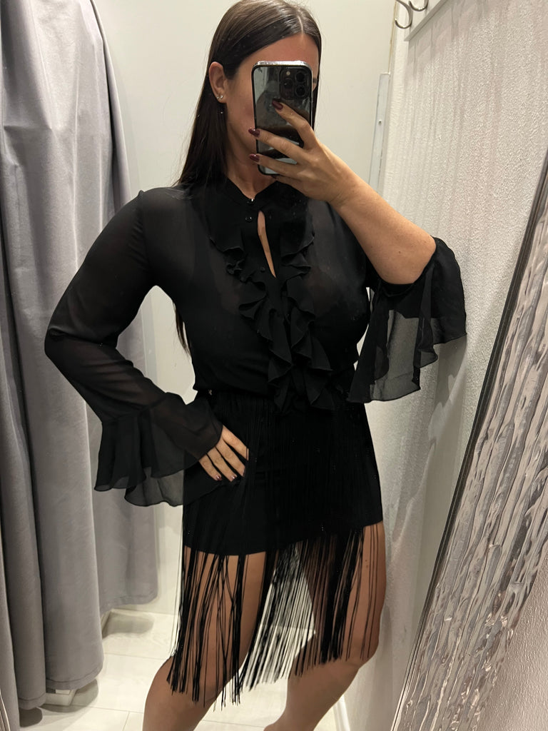 Susy Mix•Camicia rouches Nero