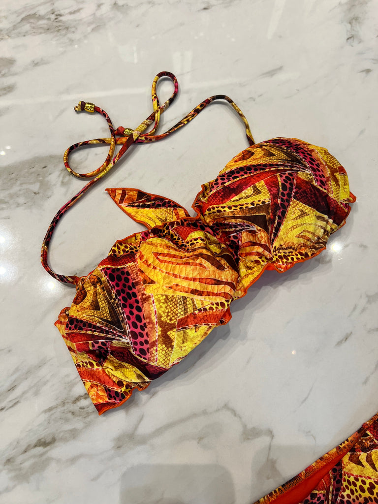 🚨4giveness-Bikini sbambolato fascia e slip lacci Party Zebra