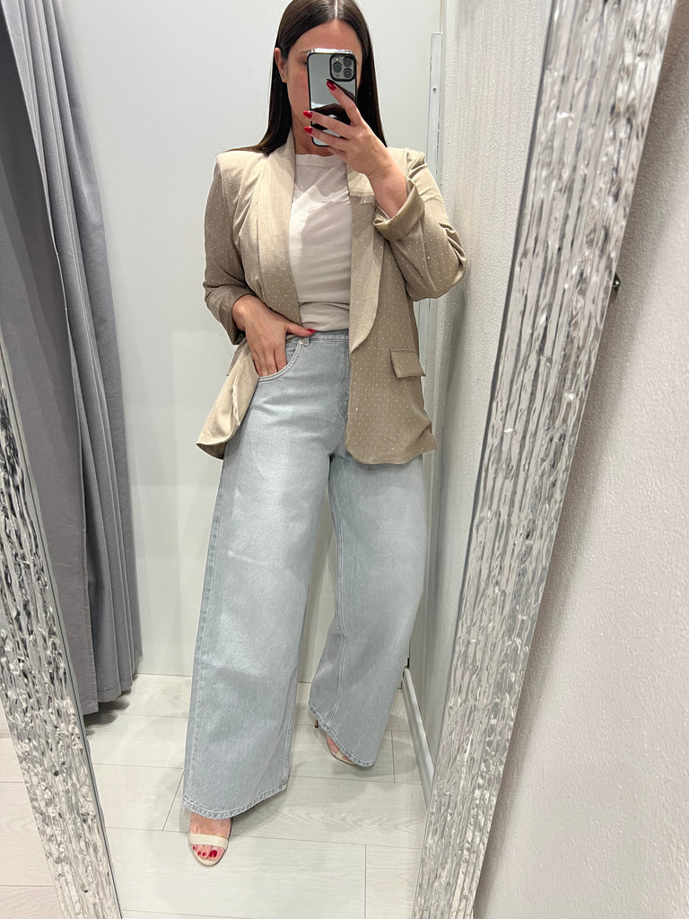 ViCOLO•Jeans palazzo straight grigio Mia