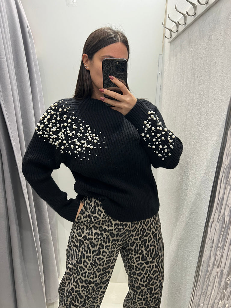 HaveOne•Maglione coste con perle•Più colori