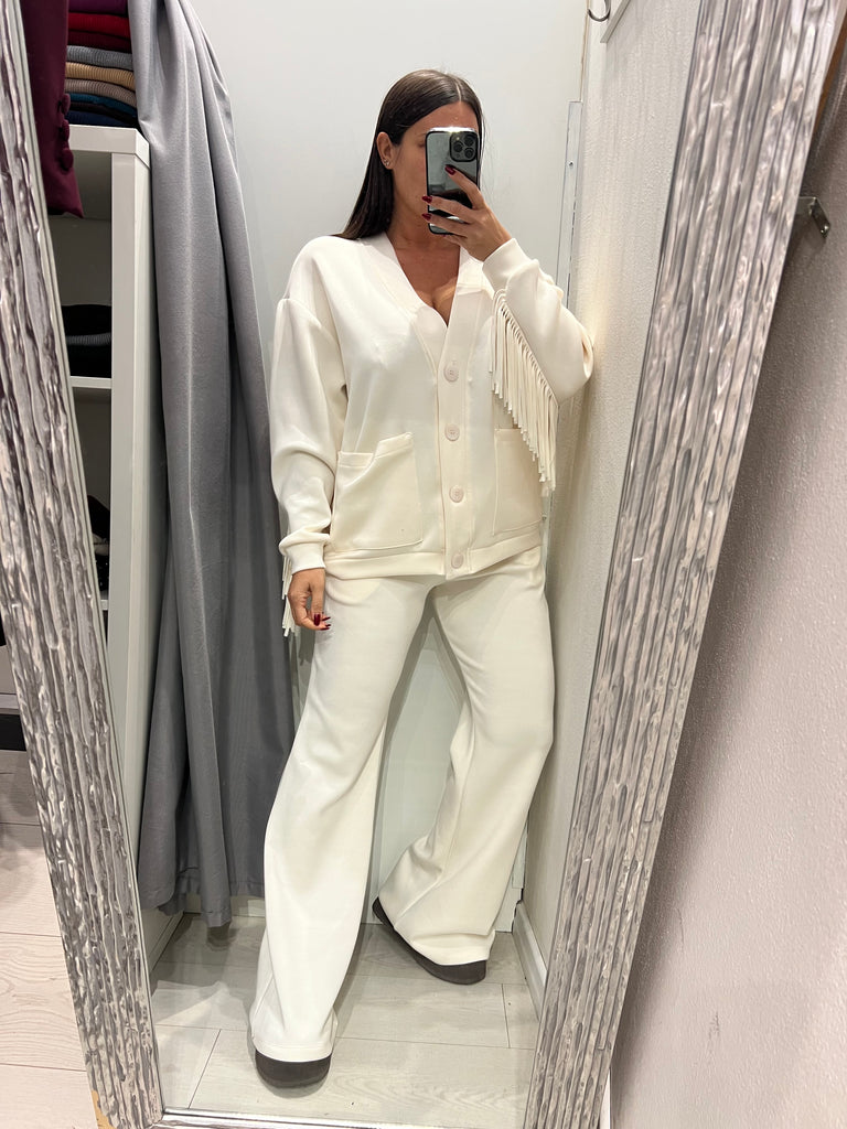 LUMINA•Pantalone zampetta burro in felpa con coulisse Arizona