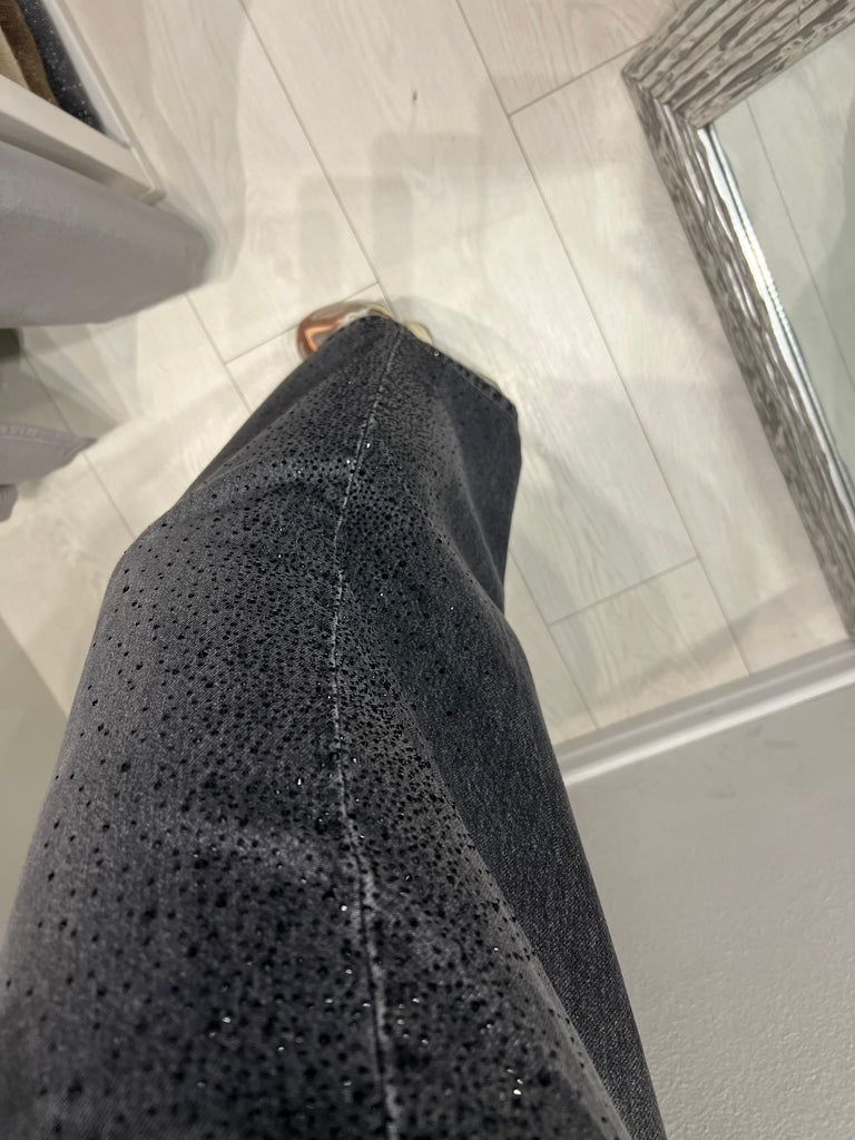 Philia Loft•Jeans palazzo strass neri
