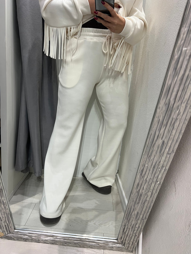 LUMINA•Pantalone zampetta burro in felpa con coulisse Arizona