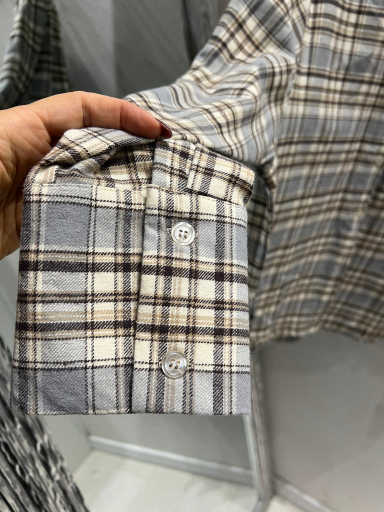 HaveOne•Camicia check grigio/panna/moro