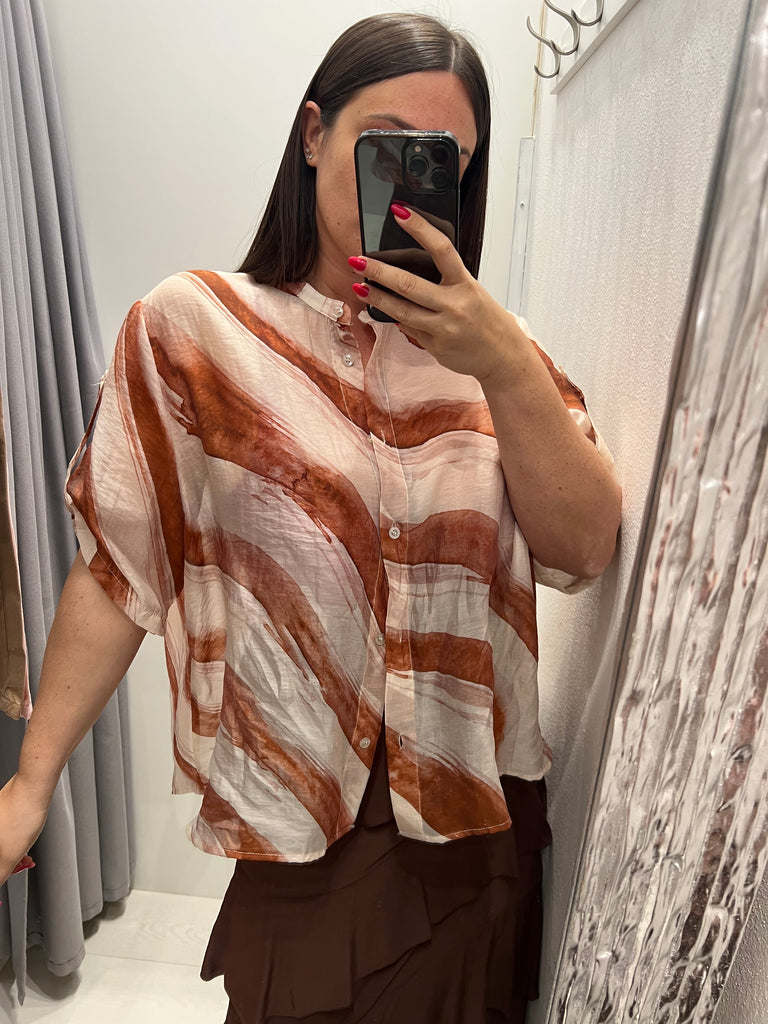 🚨HaveOne•Camicia coreana stampa onde ruggine