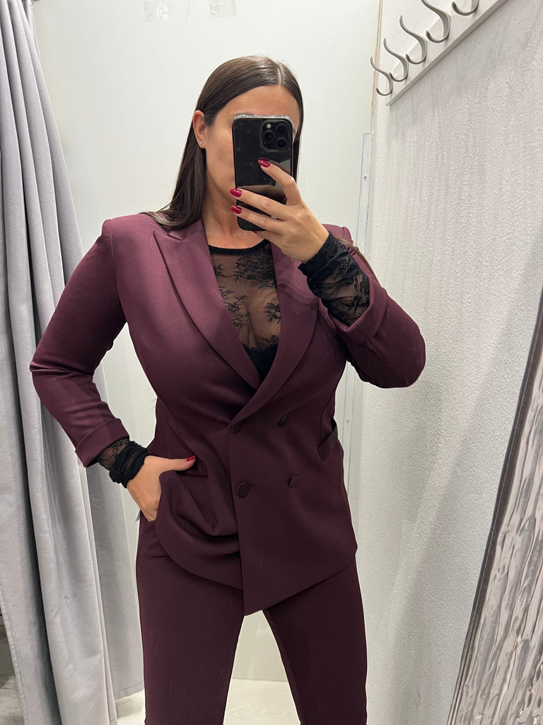 KONTATTO•Maglia nera in pizzo elasticizzato