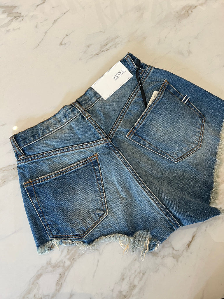 ViCOLO•Shorts in jeans bottoni gioiello