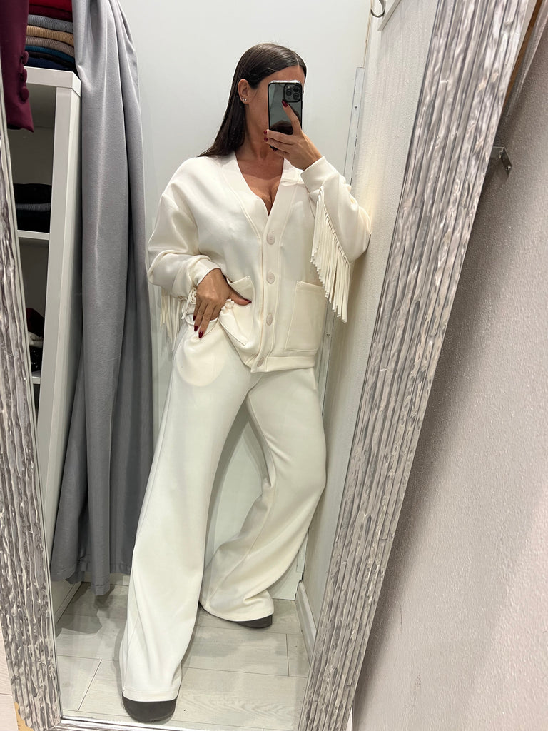LUMINA•Pantalone zampetta burro in felpa con coulisse Arizona