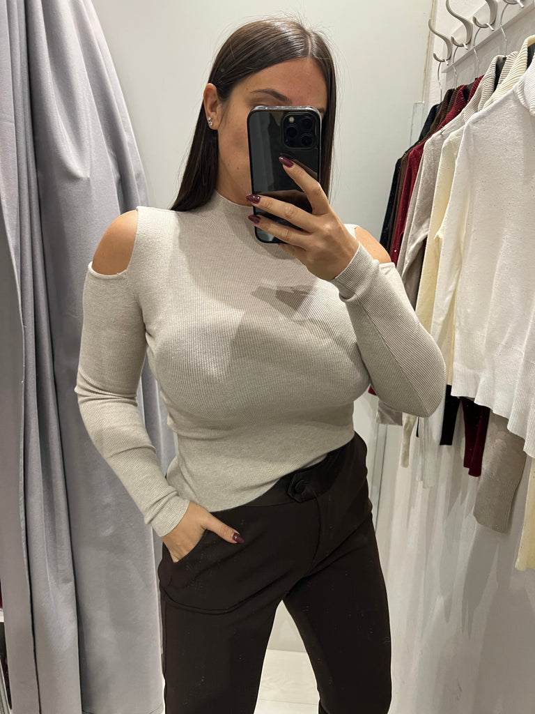 Maglioncino lupetto soffice viscosa apertura spalle•Più colori