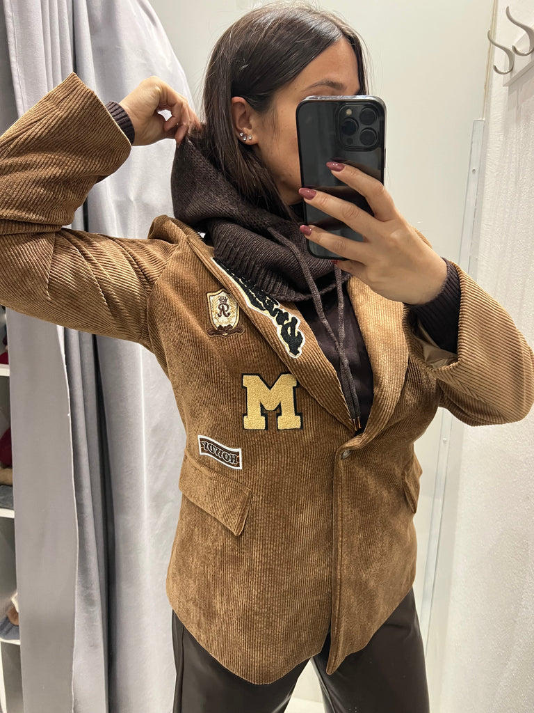 ViCOLO•Giacca velluto cammello patch