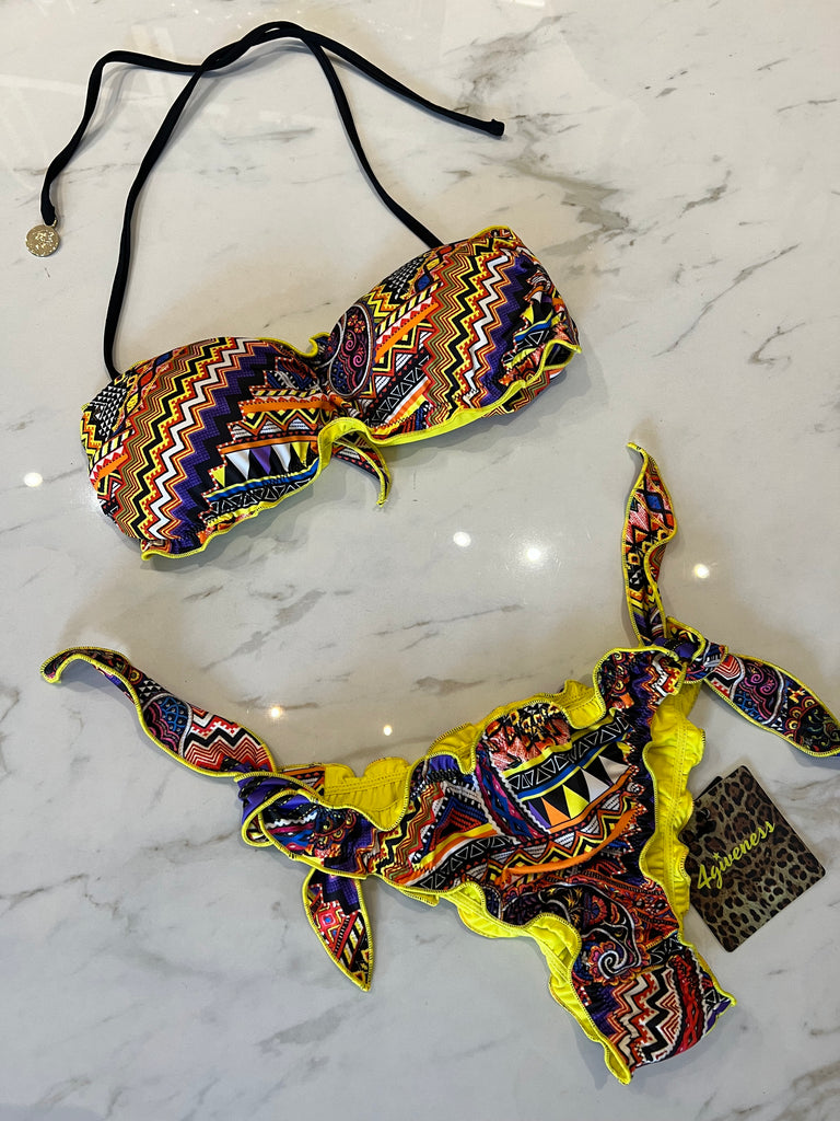 4giveness•Bikini sbambolato fascia e slip lacci•Ghana Glass