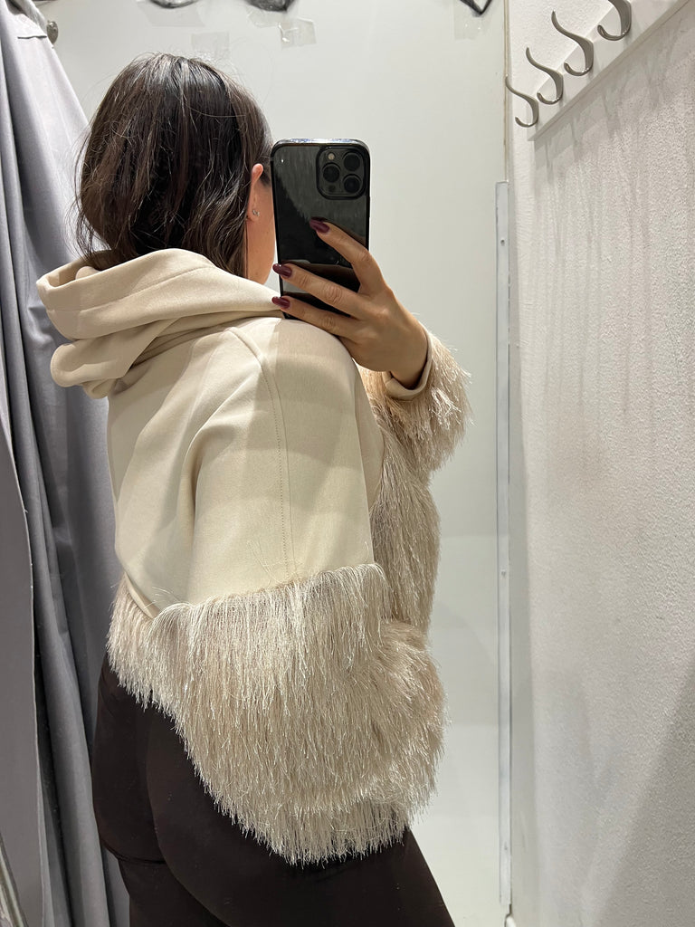 Souvenir•Felpa frange vaniglia con cappuccio