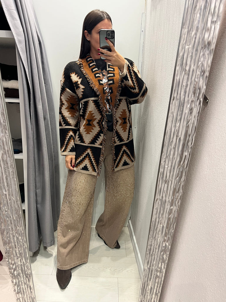 HaveOne•Cardigan fantasia etnica geometrica