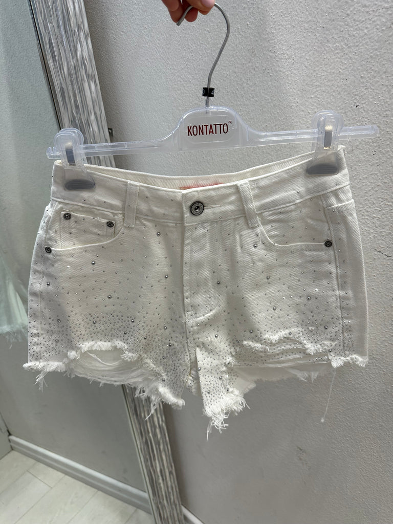 🚨KONTATTO•Shorts strass bianco
