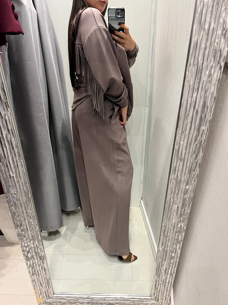 LUMINA•Pantalone palazzo in felpa con coulisse Arizona•Fango