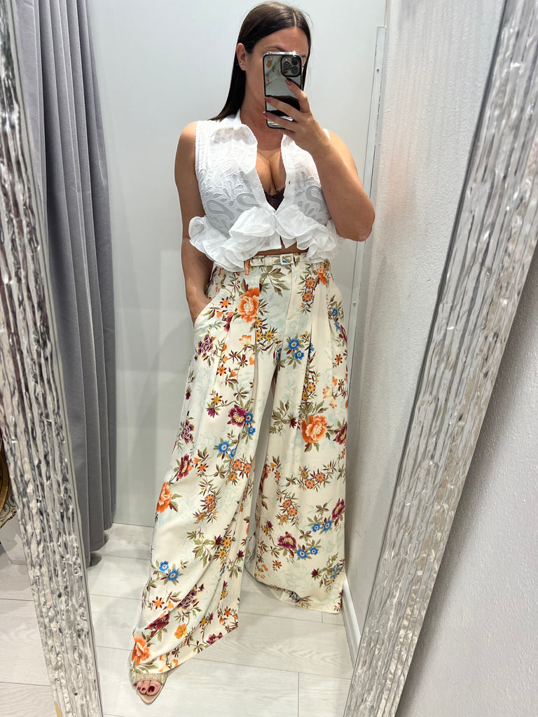 HaveOne•Camicia crop smanicata rouches•Bianco