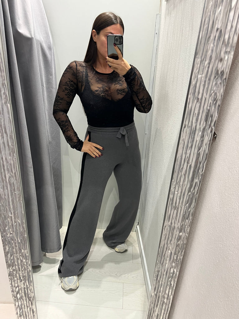 KONTATTO•Pantalone Softy in maglia banda nera•Più colori