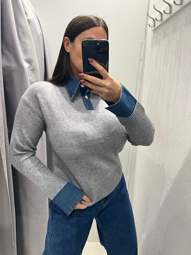 KONTATTO•Maglioncino colletto polsini jeans