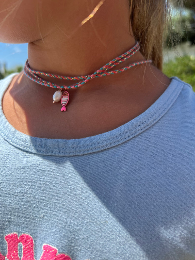 La Vie•Collana chocker/bracciale/cavigliera rosa/turchese/salmone con charm•Scegli il tuo charm!
